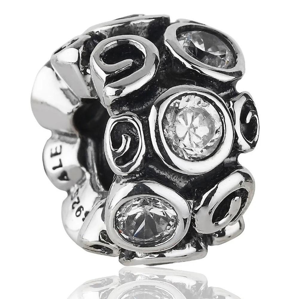 PANDORA WHITE PRIMROSE PATH STERLING SILVER CHARM WITH CLEAR ZIRCONIA 🌸❤️🌸